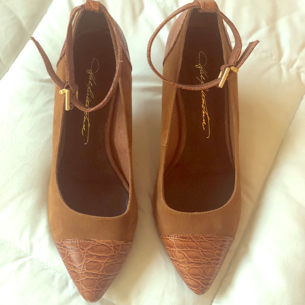 Beautiful Suede and Croc embossed leather heels